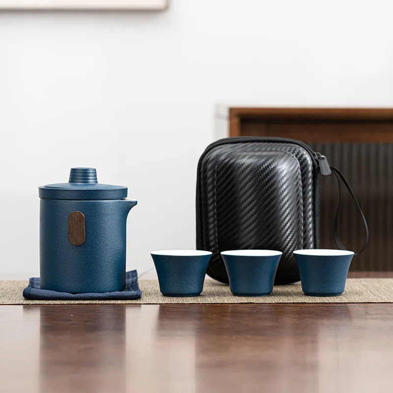 

Travel Cerc Tea Set Qui Guest Cup Outdoor Simple Cover Bowl Japanese Teapot One Pot Four Cups Brewing Tea Kit