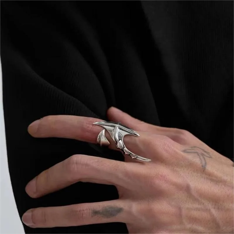 

New irregular ring with unique and niche design, cyberpunk hip-hop exaggerated accessories
