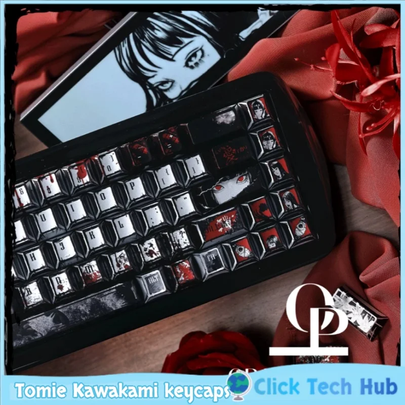 Кейкапы Tomie Kawakami в стиле аниме, 126 клавиш, металлическое покрытие, ретро-кейкапы, оригинальные кастомизированные кейкапы для механической клавиатуры.