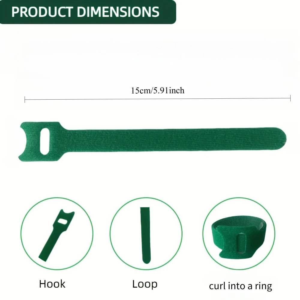 50/100pcs Adjustable Nylon Plant Ties Reusable Hook Loop Fastener Non Slip Garden Straps for Plant Fixing Climbing Support view 6