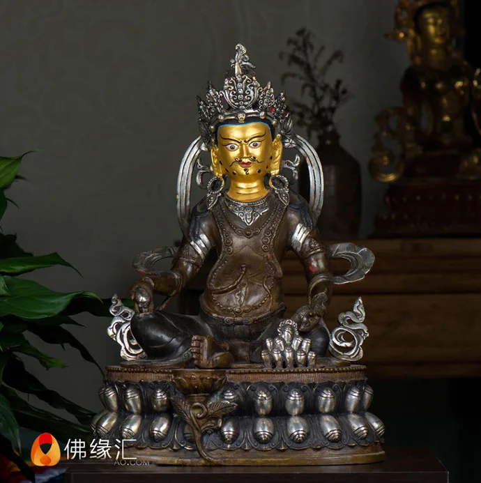 18 inch LARGE # HOME lobby Talisman Huge silver-plated Buddhism Yellow Jambhala God of money buddha statue