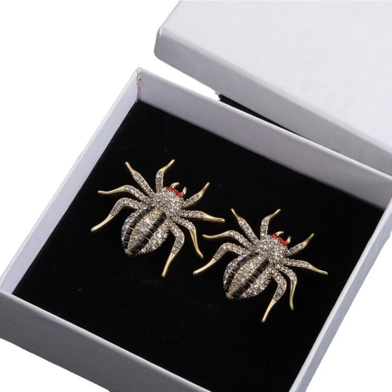 

Bobokiki Jewelry Fashion Spider Titanium Steel Micro-Inlaid AAA Zircon Silver Needle Luxury Palace Retro Insect Earrings