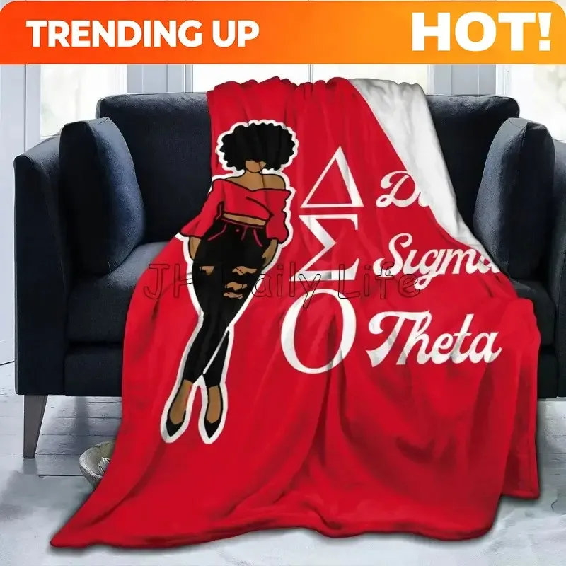 Customize Delta Sigma Theta Sorority Blanket Ultra Soft Cozy Flannel Fleece Lightweight Portable Bedroom Couch Sofa Throw Decor
