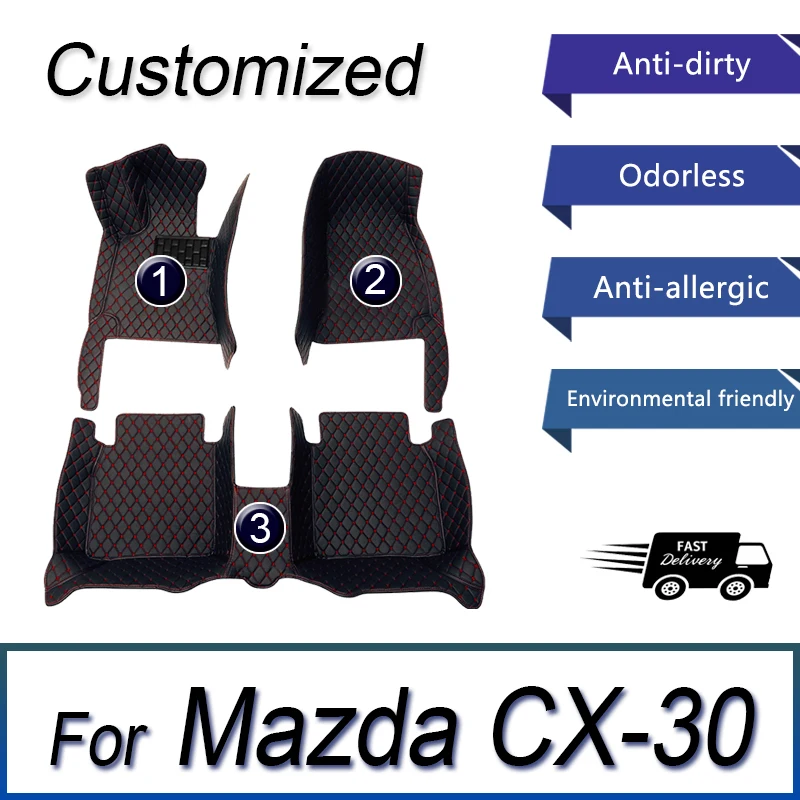 

Car Floor Mats For Mazda CX-30 DM 2020 2021 2022 2023 CX30 CX 30 Waterproof Durable Carpet Leather Mat Full Set Car Accessories