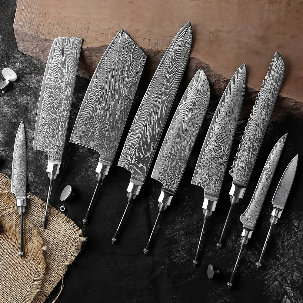 XITUO Knives Damascus Knife Making Kit DIY Handmade Damascus Steel Blank Blade for Knife Making Blank Sharp Custom DIY Knife