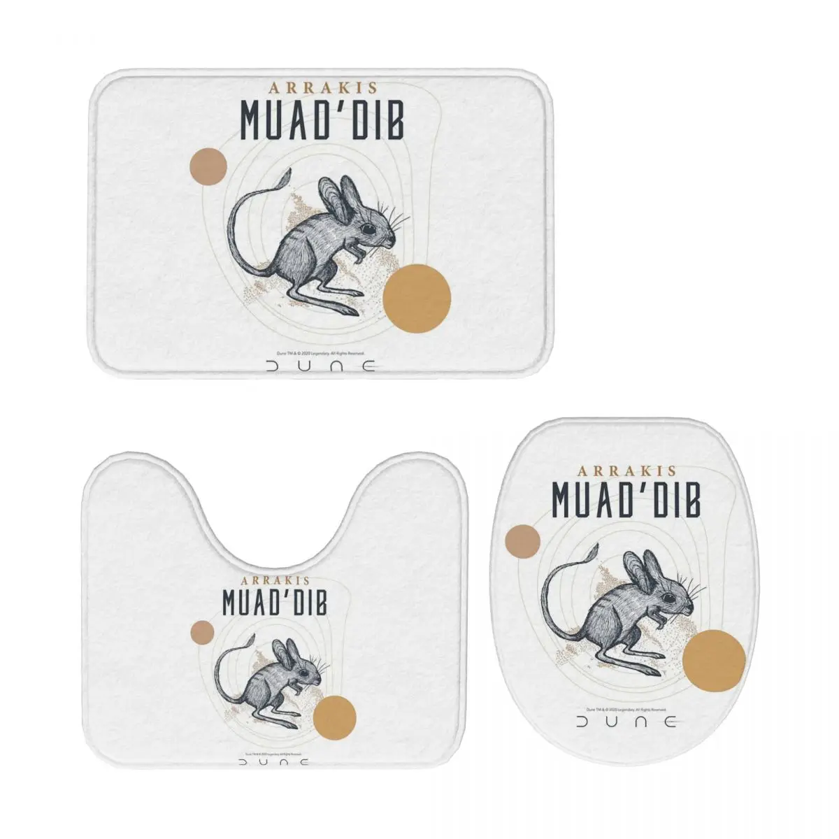 

Dune 2020 Muad'Dib, 3 шт., коврик для ванной, набор для ванной комнаты, крышка для унитаза, домашний декор, нескользящий ковер, напольный коврик