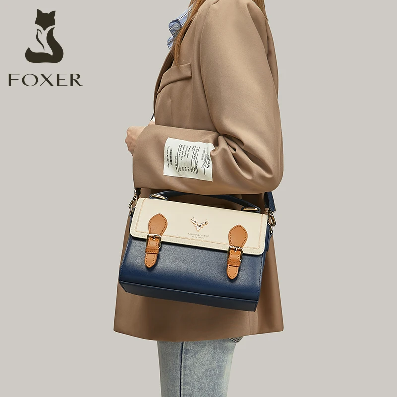 Imagem -06 - Bolsa Mensageiro de Couro Foxer-split para Mulher Bolsa Feminina Bolsalas de Ombro Crossbody Designer Moda Feminina Flap de Namoro Marca