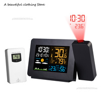 Digital Alarm Clock Weather Station LED Temperature Humidity Weather Forecast Snooze Table Clock With Time Projection