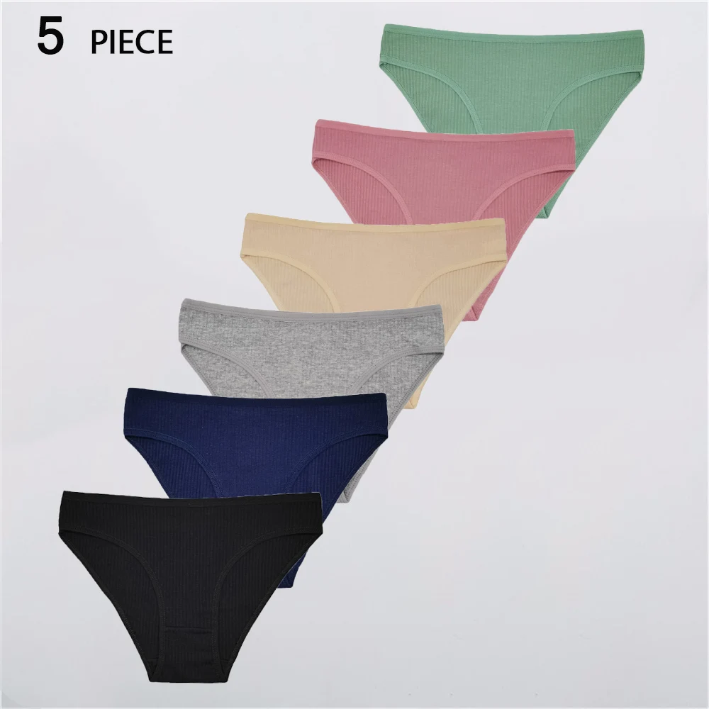 

5 Pcs/Lot Solid Color Cotton Briefs for Women Sexy Ladies Underwear Bikini Girls Bow Sexy Panties Female Lingerie
