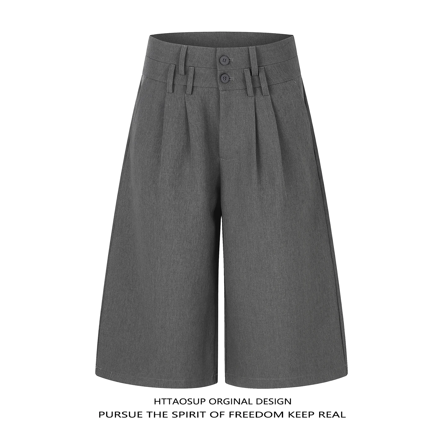 HTTAOSUP American Retro High Waist Unique Design Men's And Women's Casual Pants Draping Pleated Loose Leggings Seven-Foot Pants
