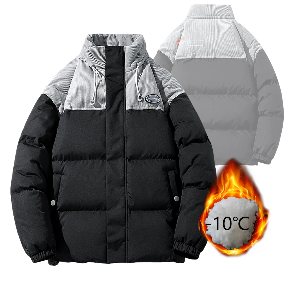 Nam Mùa Đông Parkas Giày Hip Hop Dạo Phố Dày Parkas Áo Khoác Thời Trang Thả-Vai Tay Màu Liên plus 8XL