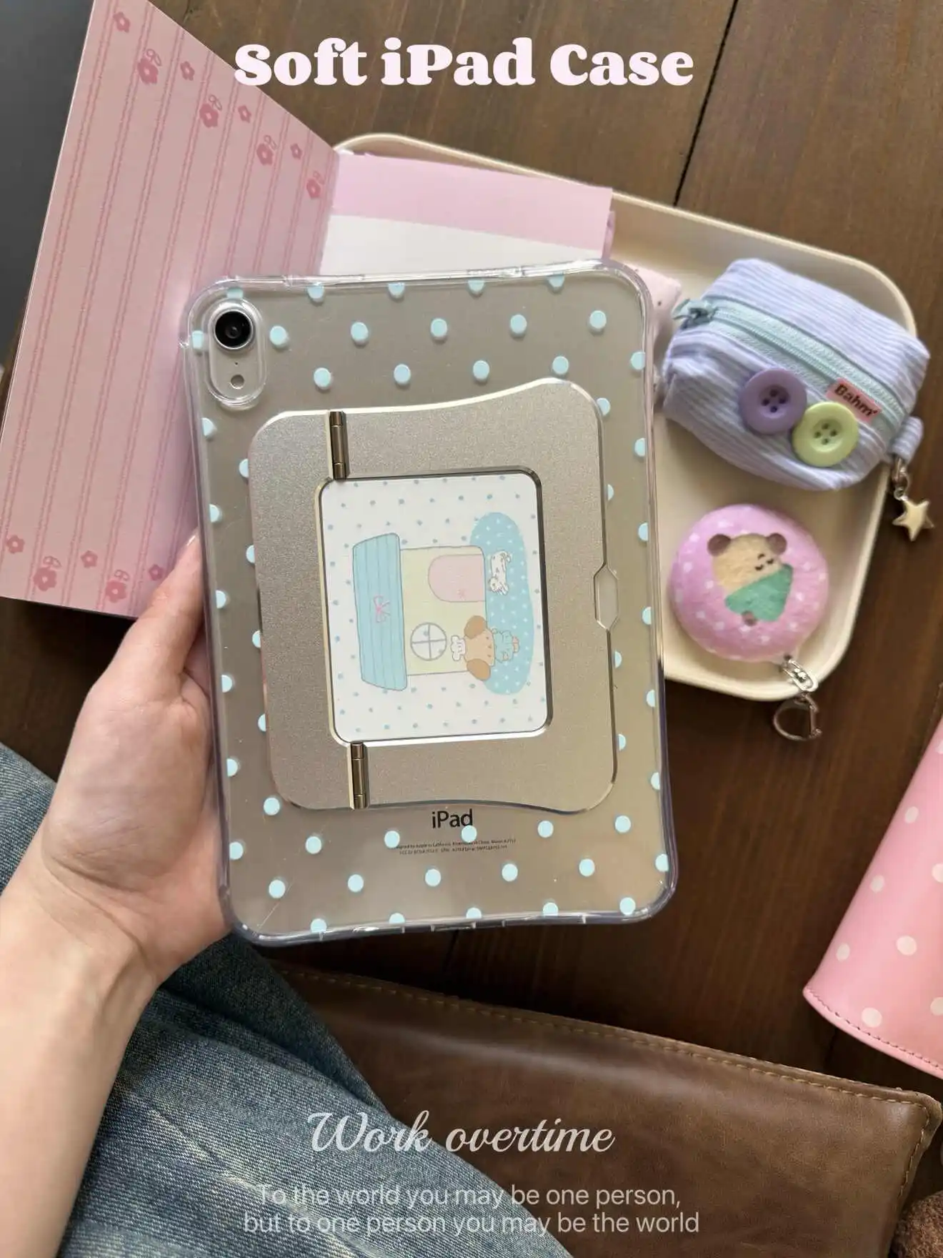 Simple Blue Polka Dots Case For iPad Air 11 10th 11th A16 9th Case iPad Pro11 4 5 10.9in 12.9 M2 M3 M4 Mini 7 Pencil Holder