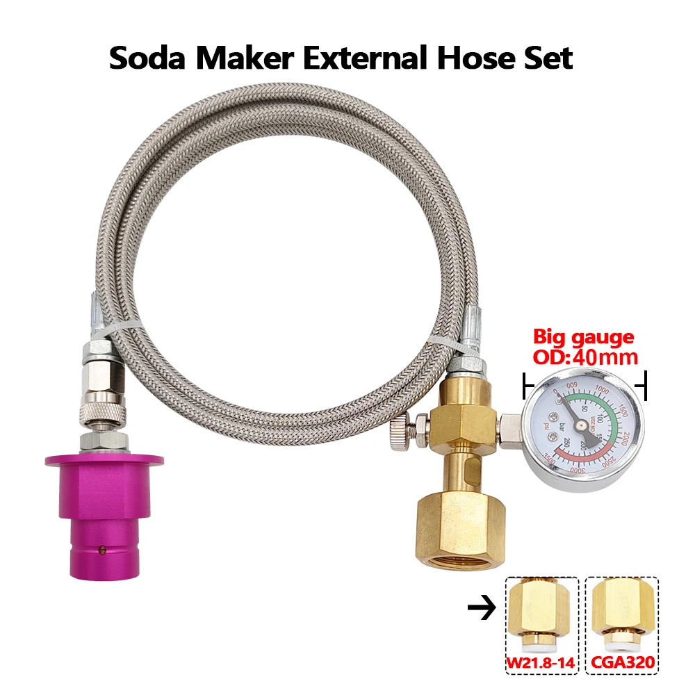 

Soda Hose Kit Soda Maker Quick Connect Co2 Adapter with Flow Control Ball Valve, 60inch High Pressure Stainless Steel Hose