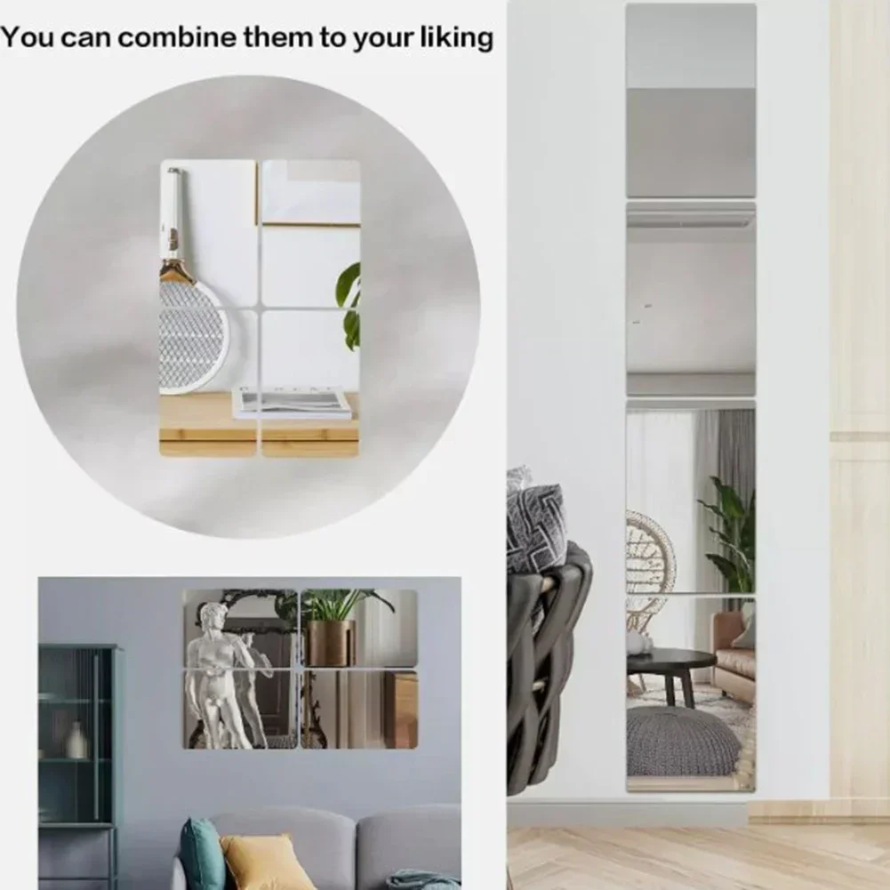 

4 шт., зеркальная наклейка на стену, акриловая зеркальная клейкая наклейка, сделай сам, зеркальные наклейки, наклейка на стену для дома, гостиной, спальни, ванной, декор