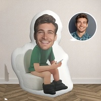 Customized Toilet Face Pillow Personalized Fun Photo Pad, Knitted Polyester Fiber, Family Humorous Bathroom Decoration Gift