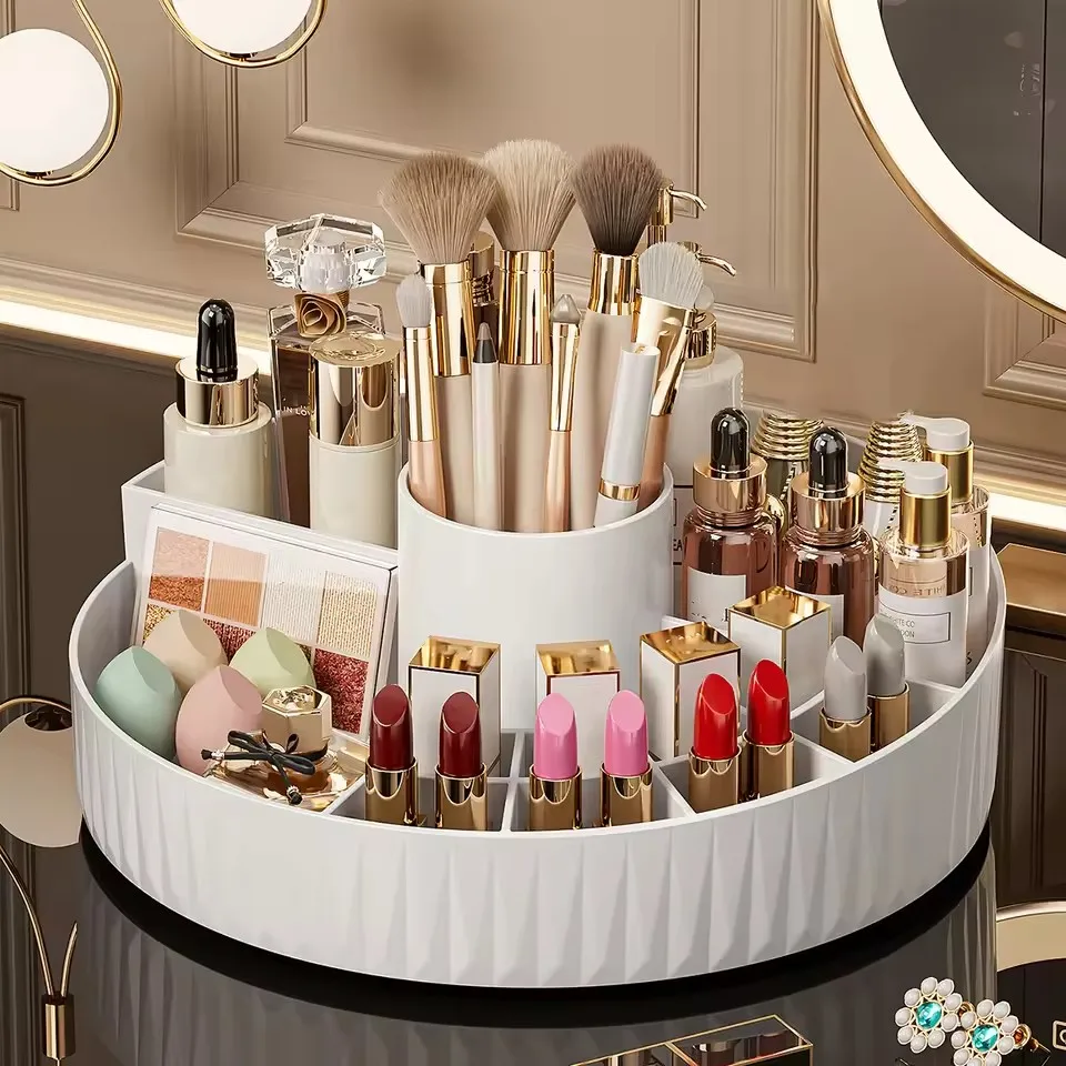 Rotating Cosmetic Storage Box Multi - compartment Organizer For Lipsticks Eyebrow Pencils & Brushes Bathroom Skincare Storage