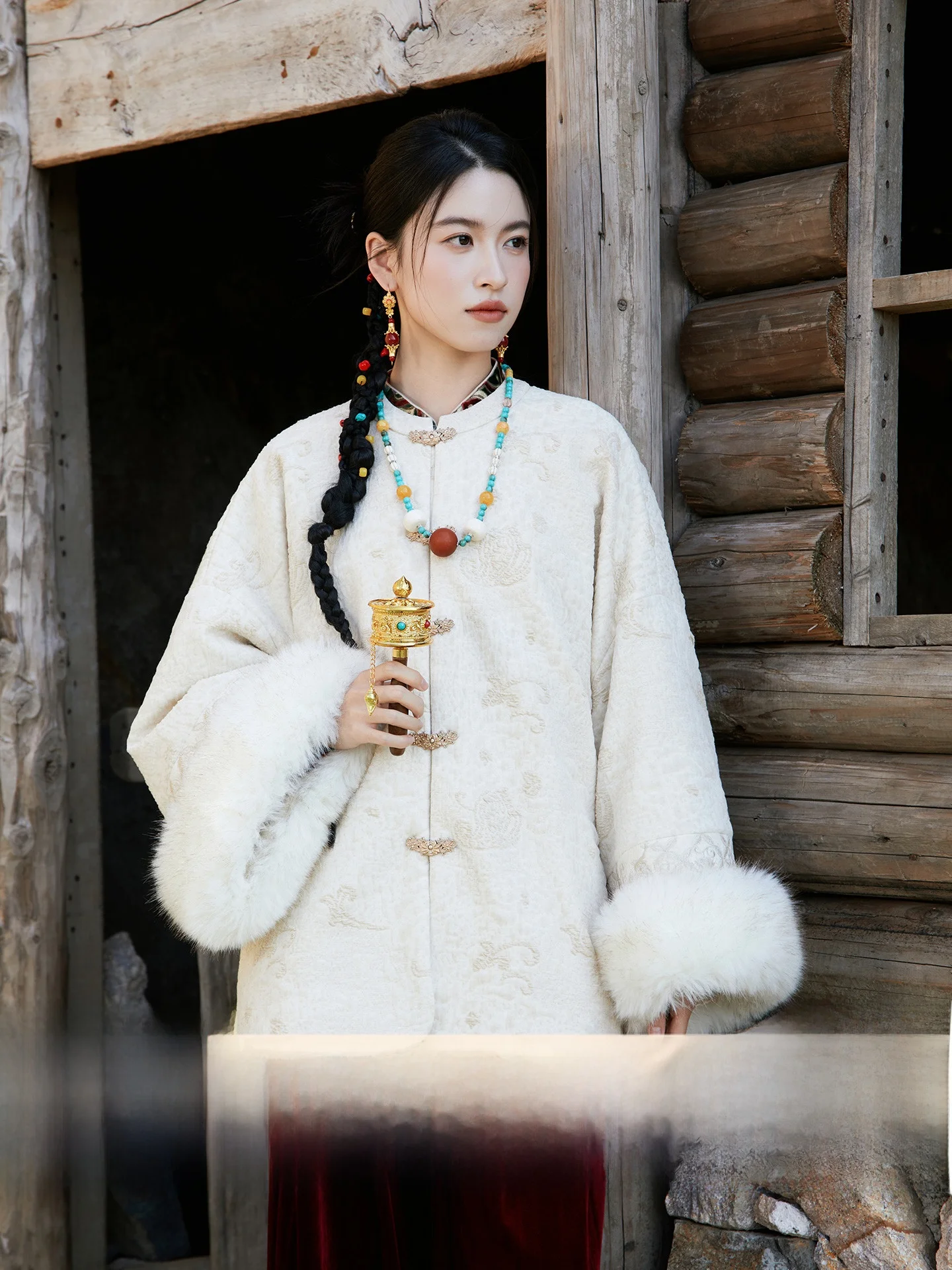 

New Chinese Sle Embroidered Wool Cotton Jaet Women's Coat Lotus Seed Button Simple Commute Straight Tube Long Sve Coat