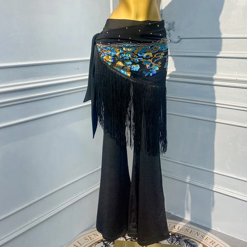 2025 New Performance Belts Tassel Hip Scarf High Grade Sparkle Tassel Waist Scarf Adult and Children's Dance Accessories