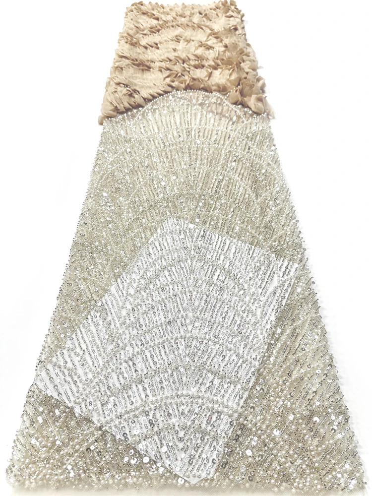 

Новейшая африканская кружевная ткань с блестками и бисером, 2026, высокое качество, 5 ярдов, нигерийская свадебная вышивка для жениха, французский тюль, шитье