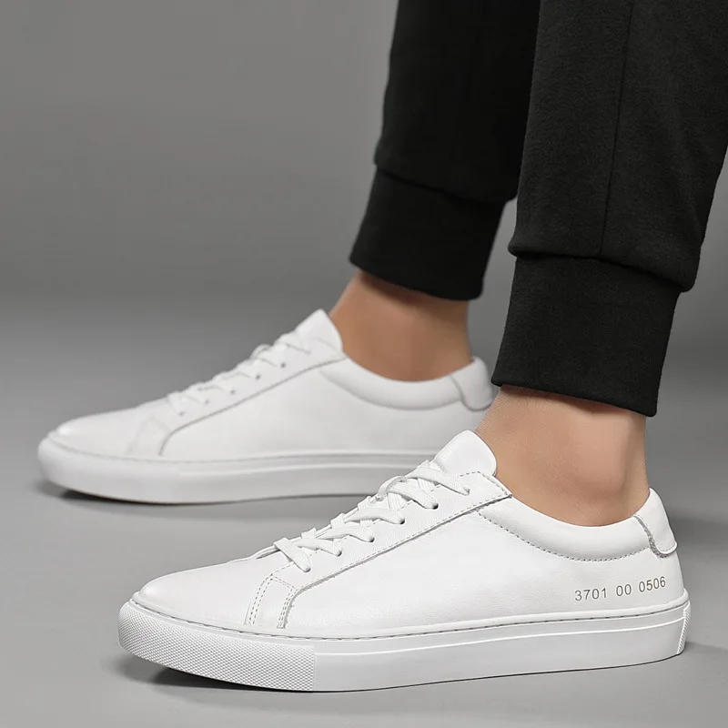 Top Quality Original Luxury Designer Real Leather Shoes Fashion Brand White Sneakers Casual Trainer Men Plus Size Flats Loafers