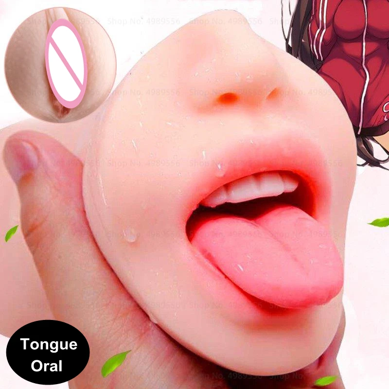 Blowjob Artificial Vaginal for Men Sucking Penis 2 in 1 Rubber Vagina Pocket Pussy Simulate Real Oral Sex Love Mouth Anal Anus