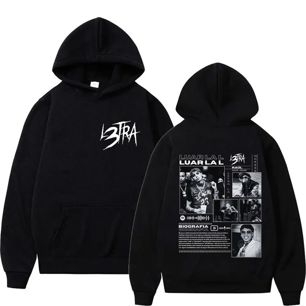 Rapper Luar La L L3tra Tour Album 2025 Print Hoodie Men's Hip Hop Fashion Pullover Sweatshirt Fleece Clothing Oversized Hoodies
