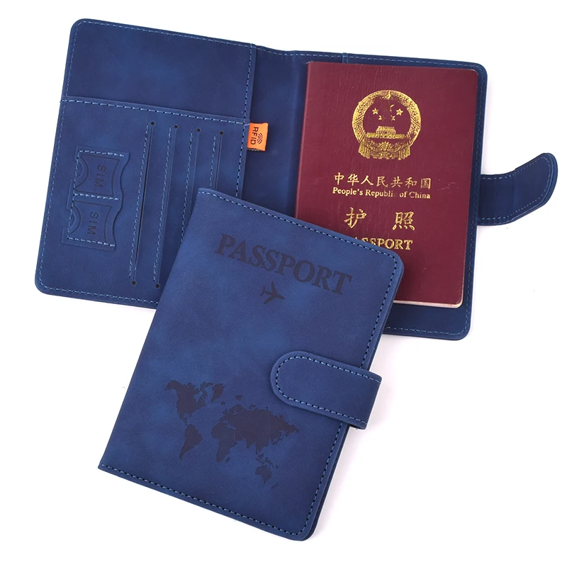 Women Men RFID Vintage Business Passport Covers Holder Multi-Function ID Bank Card PU Leather Wallet Case Travel Accessories