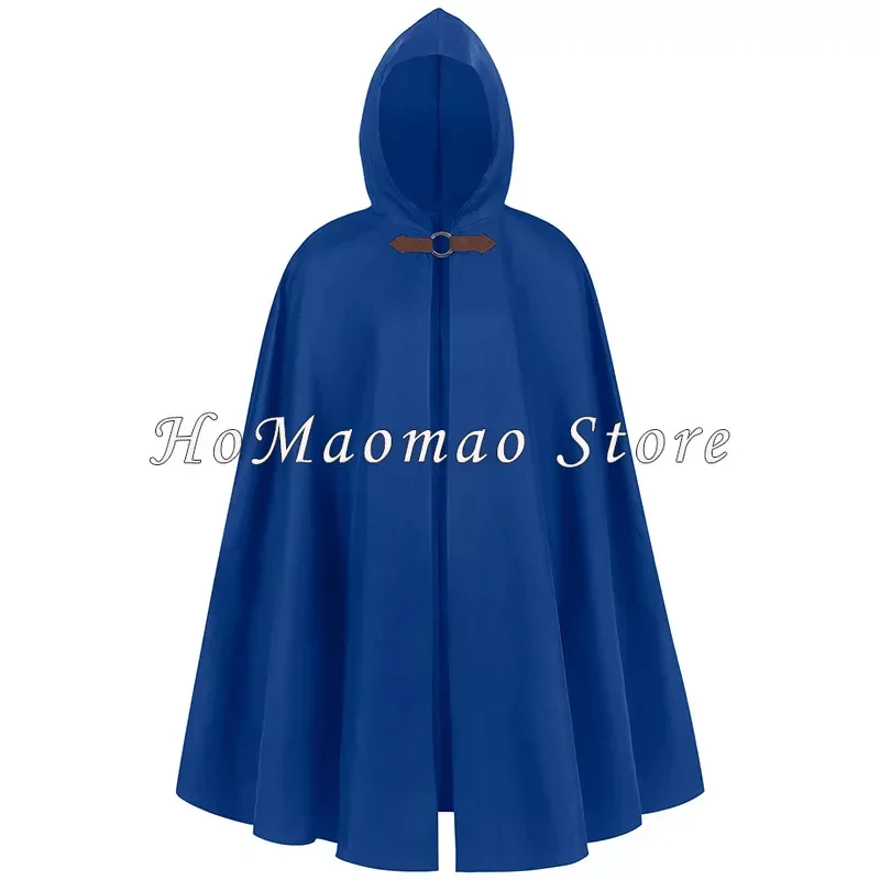 New Christmas Medieval Costume For Women Men Steampunk Warrior Cosplay Vintage Hooded Cloak Solid  Single Button Thick Cape