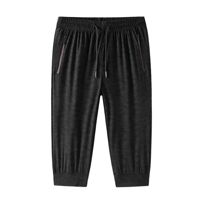 Pantalones cortos deportivos para hombre, Shorts finos de seda de hielo, holgados, de alta elasticidad, informales, de secado rápido, novedad de verano, 2024