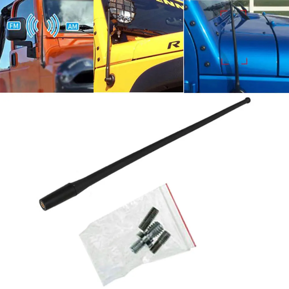 Antena bezprzewodowa 1 szt. 13-calowy radiowa antena samochodowa typ wtyczki guma Premium nowy dla jeepa wranglera JK JKU — zdjęcie 6
