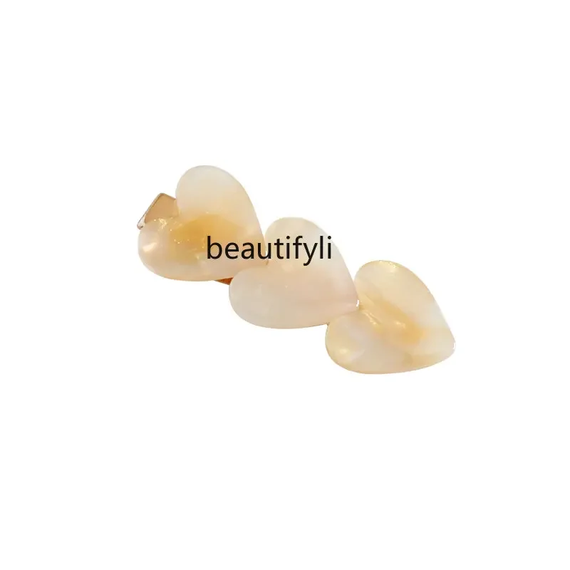 yj Love Heart Duckbill Clip Temperamental Bangs Clip Cropped Hair Side Clip Vintage Hair Accessories Female