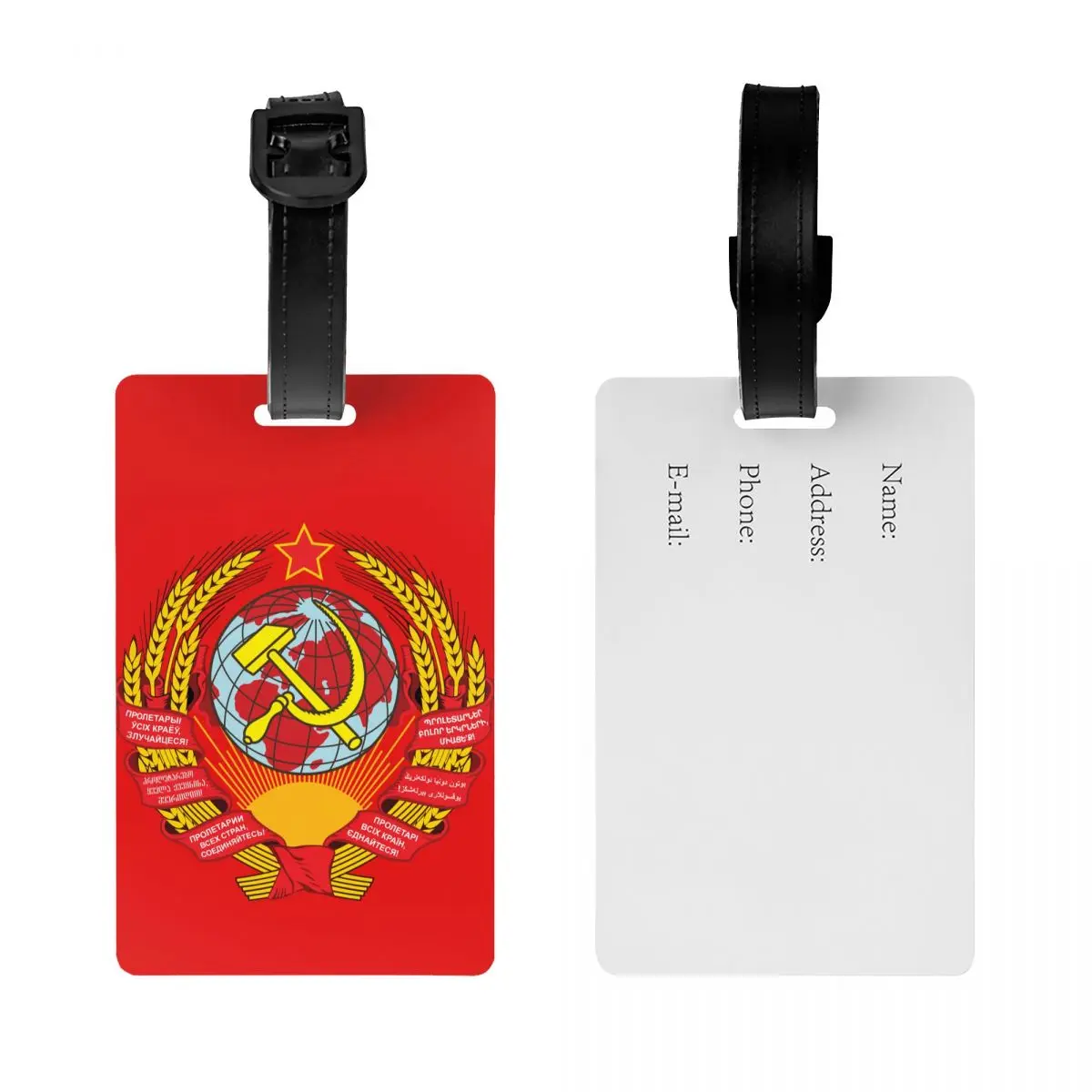 Cute CCCP Bagagem Tags para Malas, Brasão da União Soviética, Capa de Privacidade, Rótulo de Identificação, Rússia Bagagem Tags