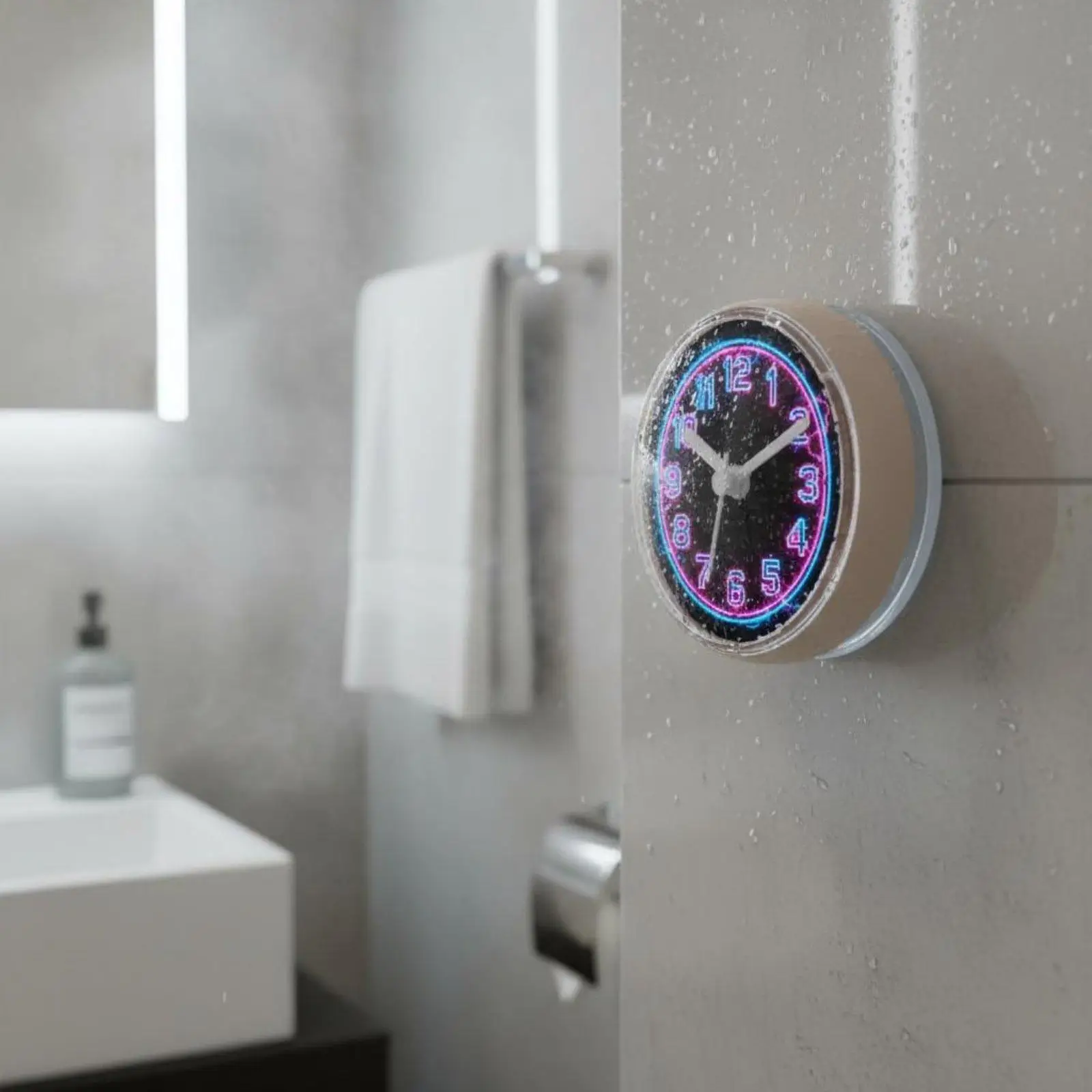 Waterproof Wall Clock Compact Analog Mini Clock Waterproof Bathroom Clock for Humid Areas and Shower