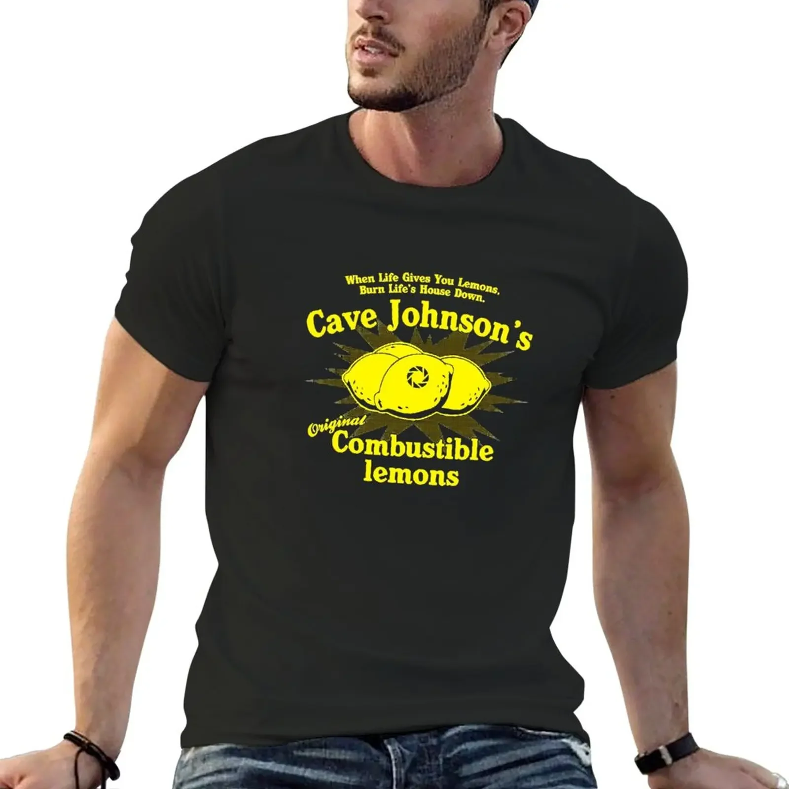 Cave Johnson's Combustible Lemons T-Shirt oversized street wear rapper graphic tees men t shirts