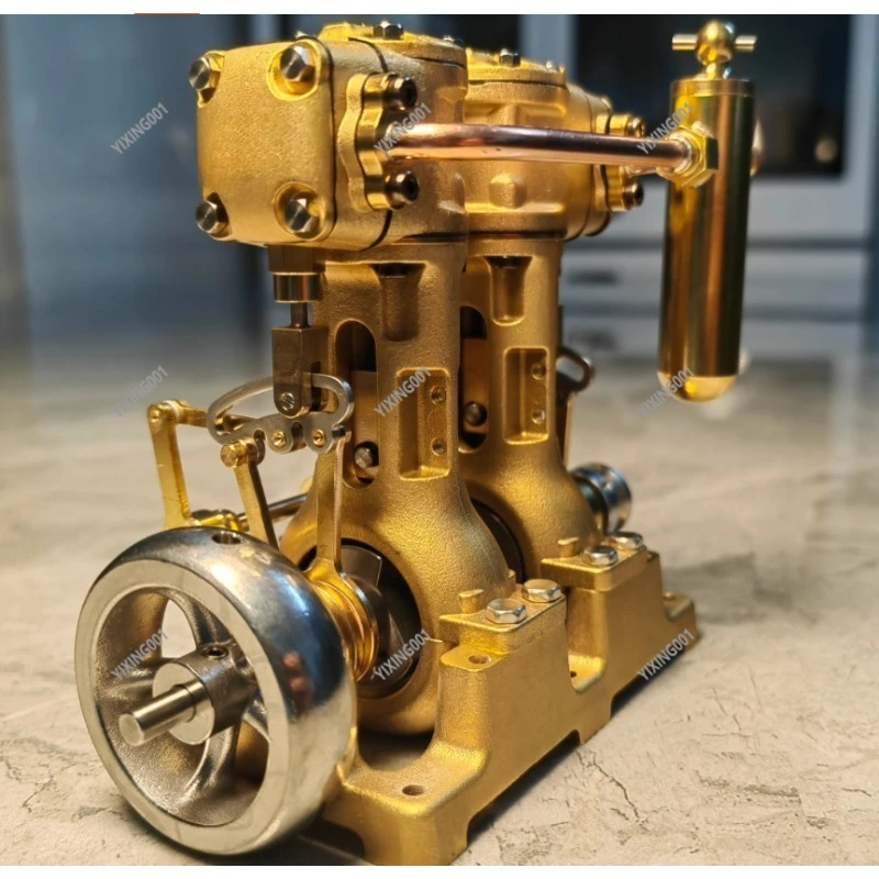 Dual-Cylinder Mini Steam Engine Model - Detachable Boat Train Mechanical Ornament for Home Decor