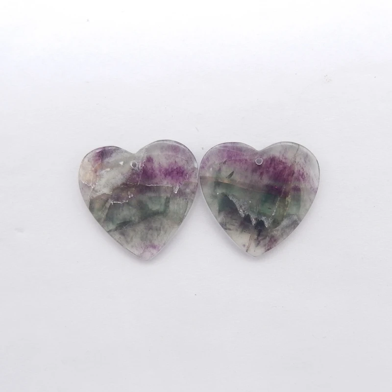 

Натуральные бусины из флюорита в форме сердца, 26x3 мм, 9,4 г, прозрачные, для украшений, серег, модный аксессуар, подарок
