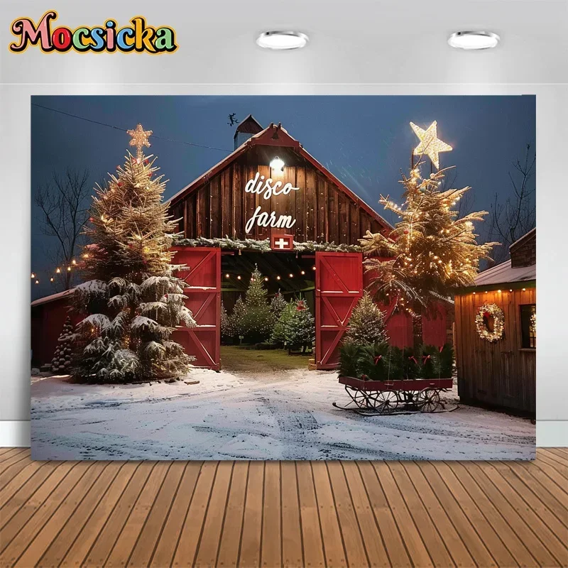 Mocsicka Photography Background Merry Christmas Xmas Tree Warehouse Backdrop Birthday Portrait Cake Smash Photo Banner Prop