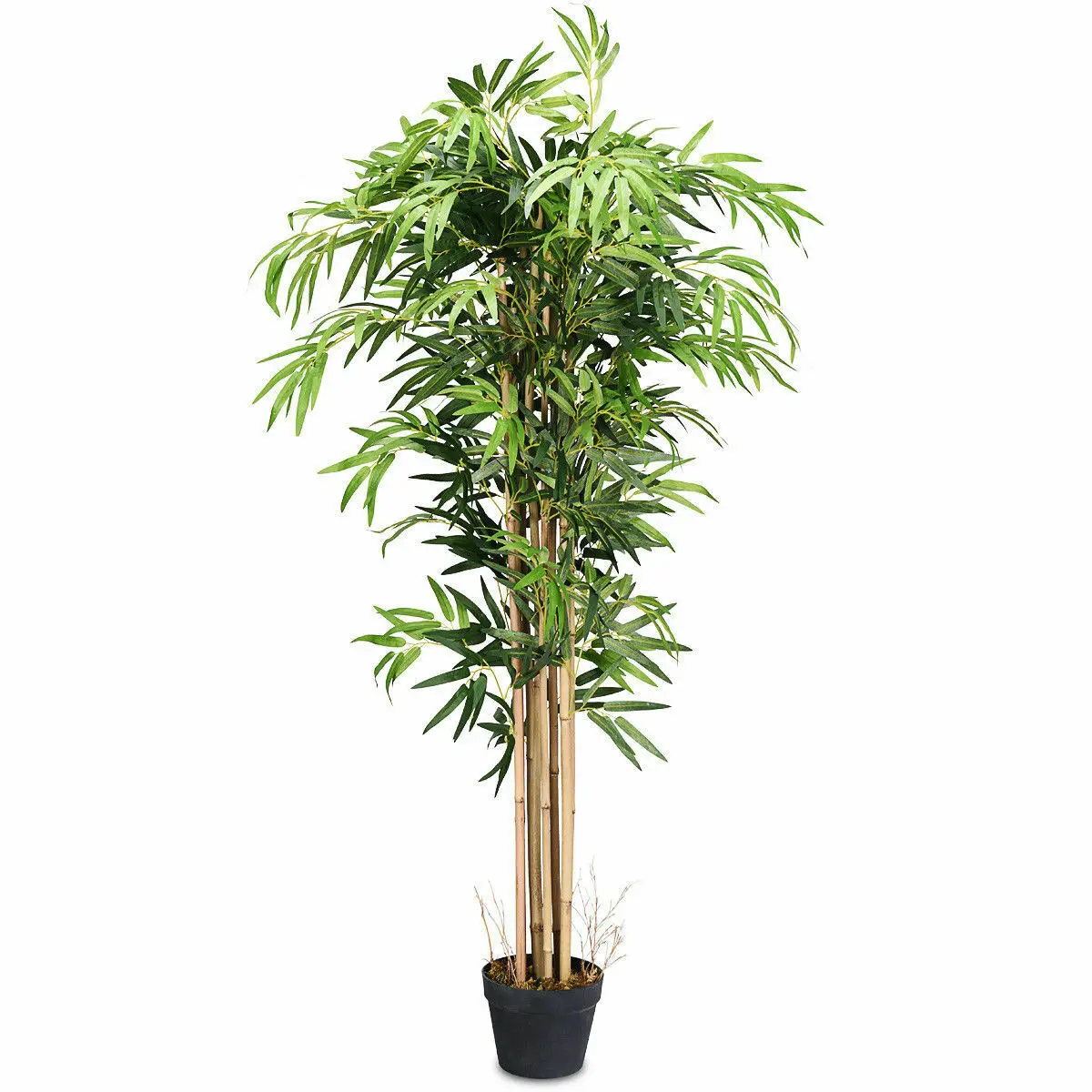 5 Ft Artificial Bamboo Silk Tree Green Indoor-Outdoor Home Decorative Planter