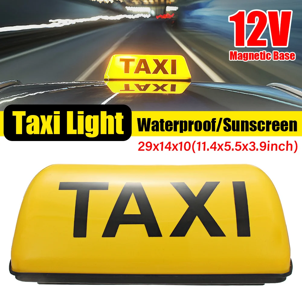 Yellow Taxi Cab Sign Roof Top Topper Car Magnetic Lamp Waterproof 12V TAXI Roof Lamp Bright Top Board Roof Sign Led Light New