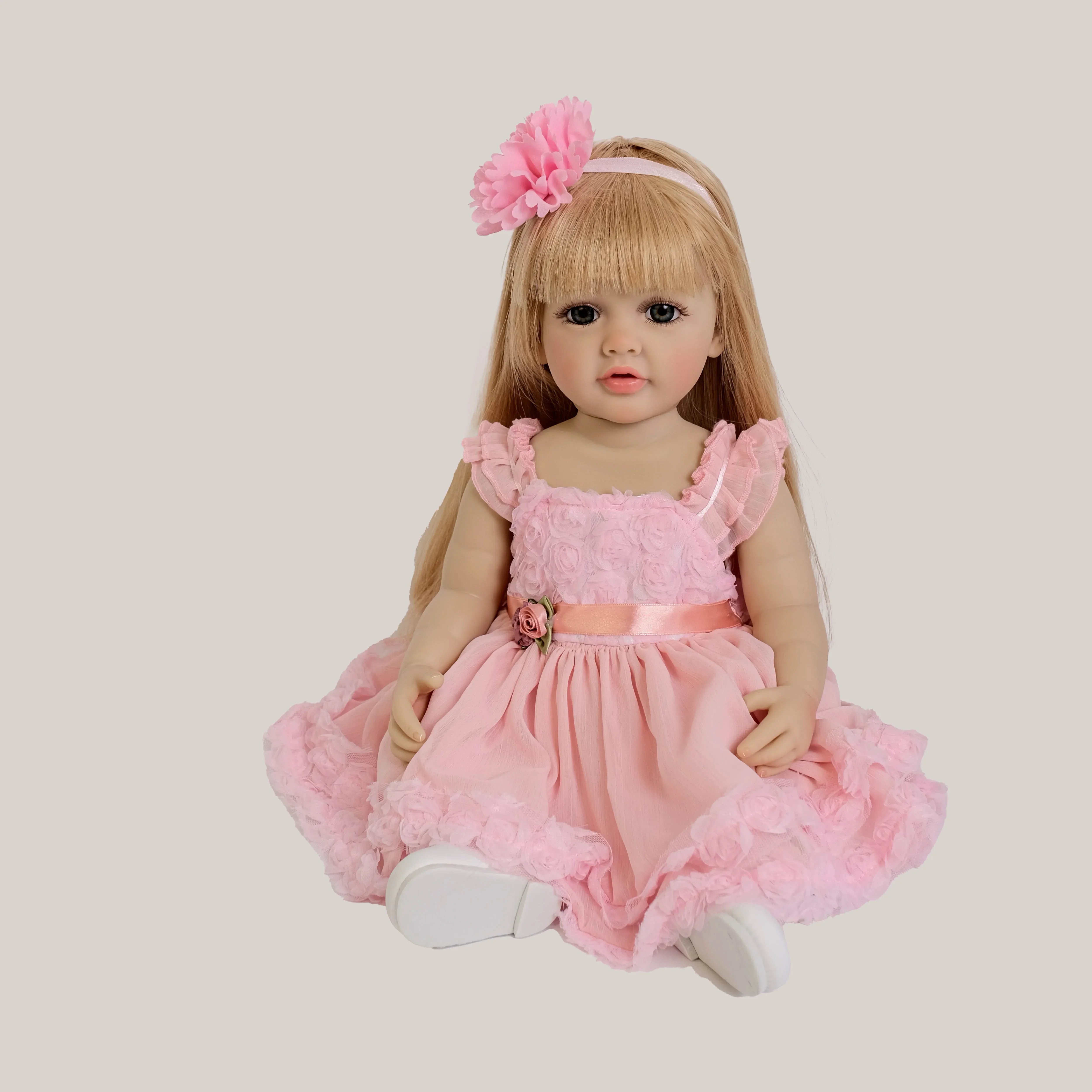 NPK 55CM Full Body Betty Soft Silicone Vinyl Reborn Toddler Blond Hair Girl Princess Lifelike Baby Doll Christmas Gift for Grils