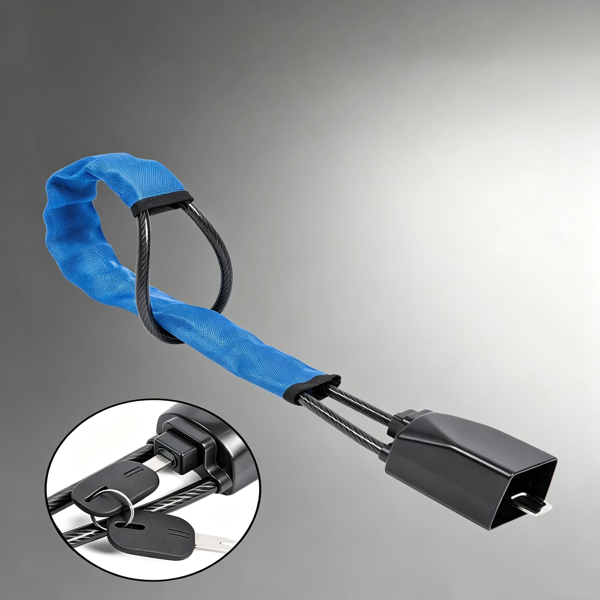 Universal Car Steering Wheel Anti-Theft Lock with Steel Cable Seat Belt Buckle Security Lock 3 Keys Anti-Pry Vehicle Protection