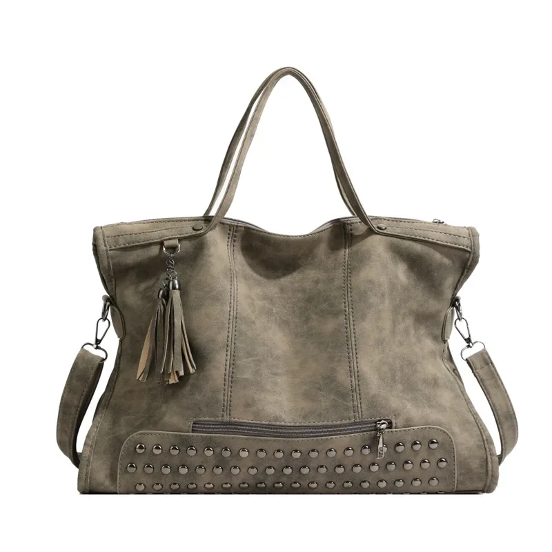 

Retro Women's Bags Frosted Leather Fashion Messenger Bag Large Capacity Handheld Shoulder Bag Tote Biker Bag