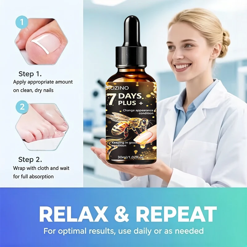 ROZINO nail serum has a clear and hydrating texture, and comes with a smooth brush head for even application on the nail surface and cuticles. Multiple nourishing ingredients penetrate deeply into the nail bed, repairing thin, soft, and damaged nails, improving splitting, breakage, and vertical lines on the surface. It also softens dry skin around the nails, alleviates hangnails and cracking, and absorbs quickly without being sticky. Long-term use strengthens nail structure, suitable for post-manicure repair and daily care for fragile nails. view 4
