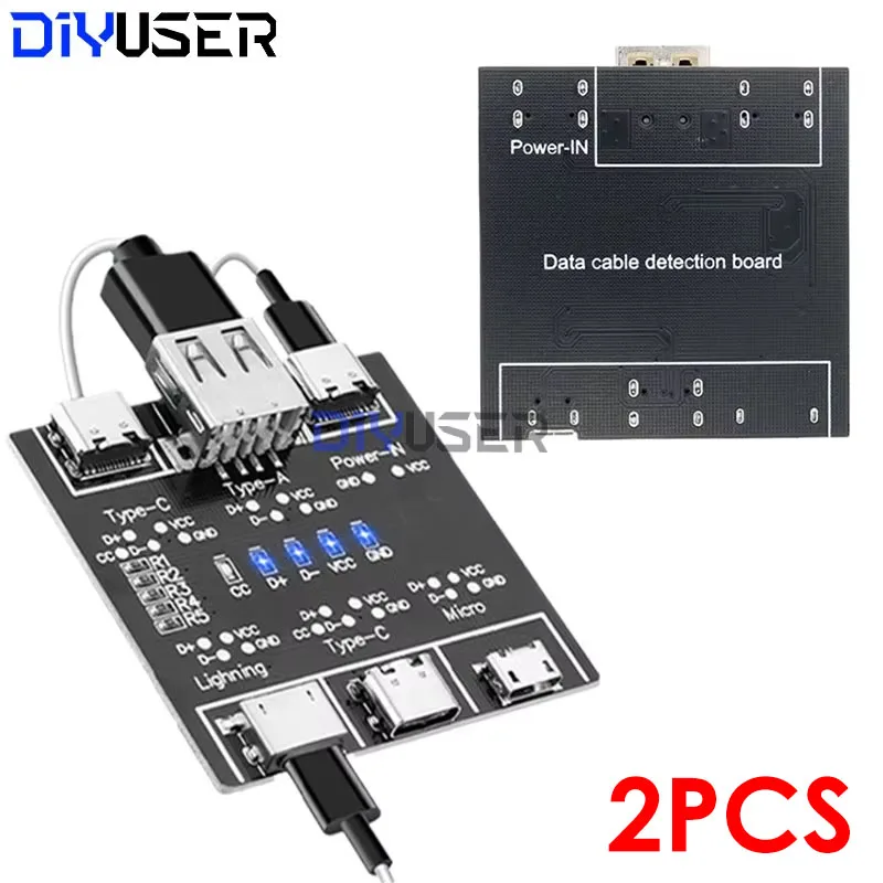 2PCS DT3 Datenkabel Erkennung Bord Typ-C Micro USB C Kabel Tester Kurzschluss Ein Aus Schalt diagnose Werkzeug für iOS Android