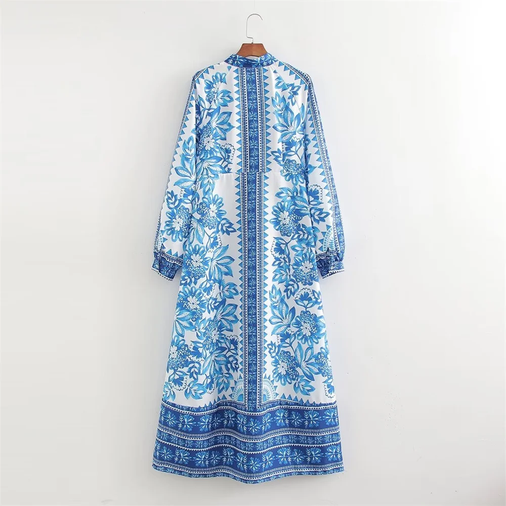 BWQ Modest Ramadan Maxi Dress for Women - Full Sleeve Summer Ankle-Length Boho Dress Breathable Prayer Outfit Plus Size Floral