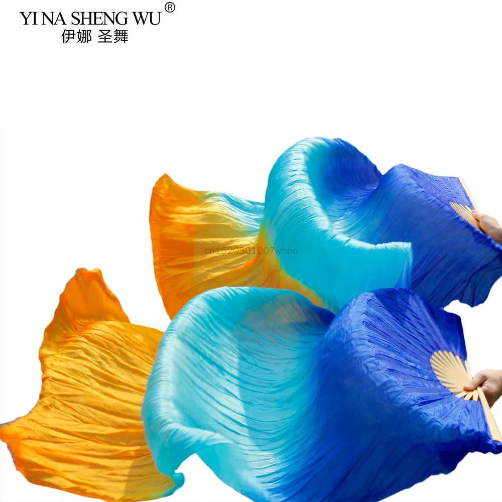 Najnowsze wachlarze do tańca brzucha, 100% jedwab, ręcznie robione wachlarze taneczne, 1 wachlarz na lewą rękę + 1 wachlarz na prawą rękę, królewski niebieski + turkusowy + pomarańczowy jedwabny wachlarz