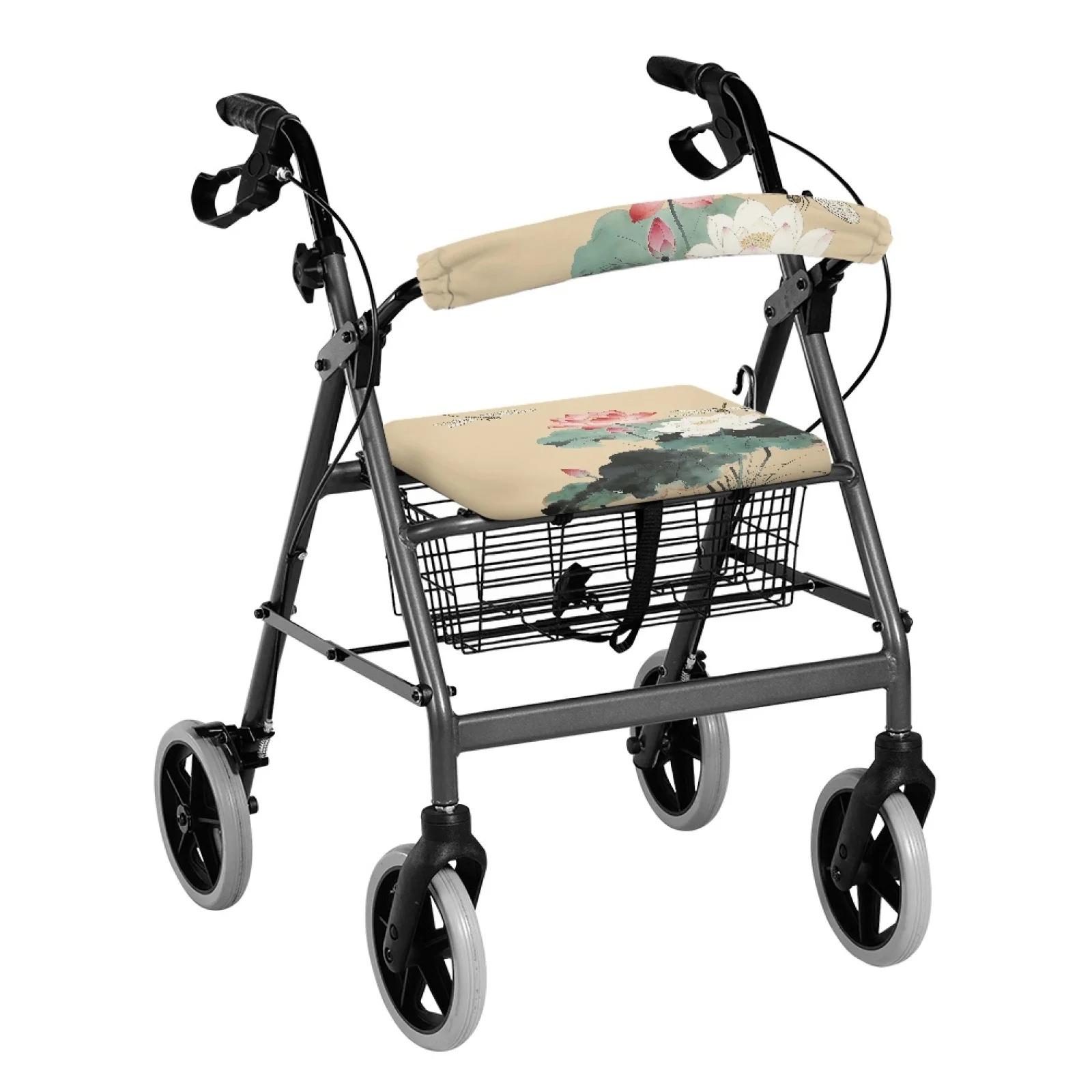 Coloranimal Lotus Water Garden 2 Pieces Walker Rollator Seat Back Cover for The Elderly Walker Seat Cover New Design