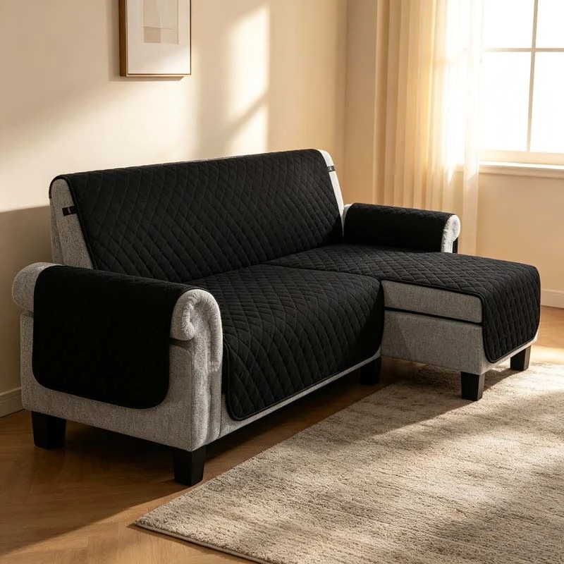 Non-Slip L Shaped Couch Cover Recliner Chaise Sofa Protector Thicken Couch Corner Cover Anti-Scratch Sofa Towel for Living Room
