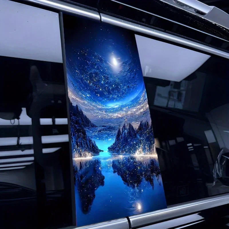 

Cool 2-PC Blue Galaxy and Moonlight Scenic Car Stickers for B-Pillar - Stunning Look, Out-of-this-world Style