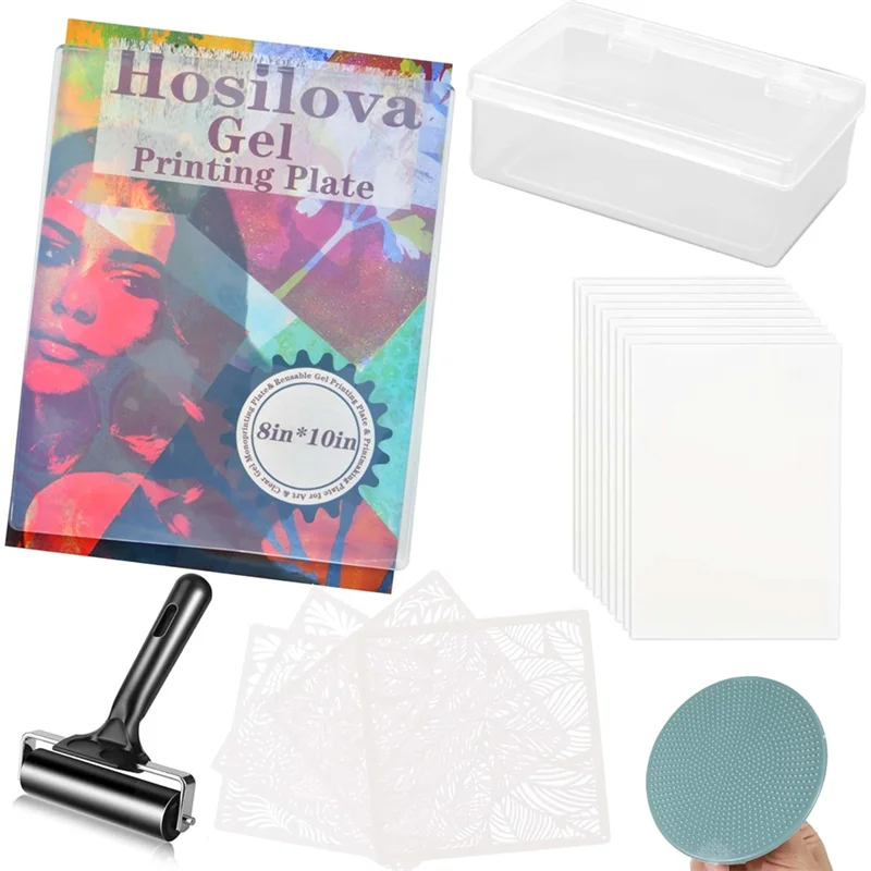 

A27F-Reusable Gel Printing Plate-For Card Making, Arts And Crafts, Scrapbooking& Journaling- 8" X 10" Size With Rubber Gel Plate